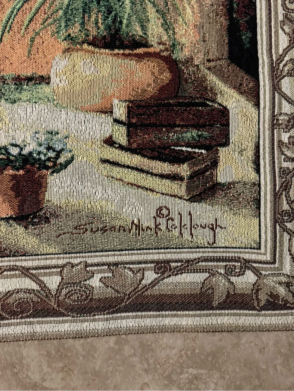 “French Doors Garden Room” jacquard-woven wall tapestry
